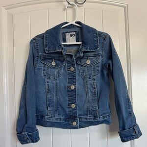 SO Girls Blue Denim Jacket Size 7 Classic Button Front Jean Jacket